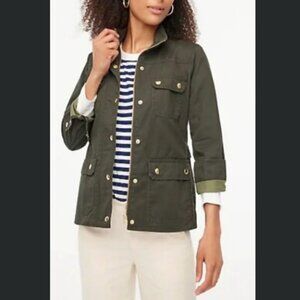 J. Crew Dark‎ Green Utility Button Zip Jacket